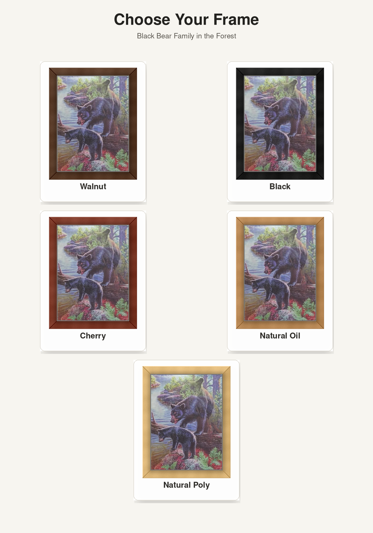 Black Bear Family in the Forest – 3D Lenticular Art