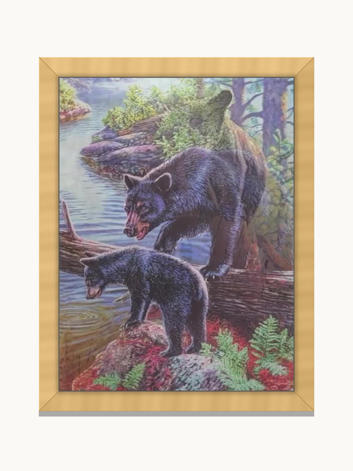 Black Bear Family in the Forest – 3D Lenticular Art