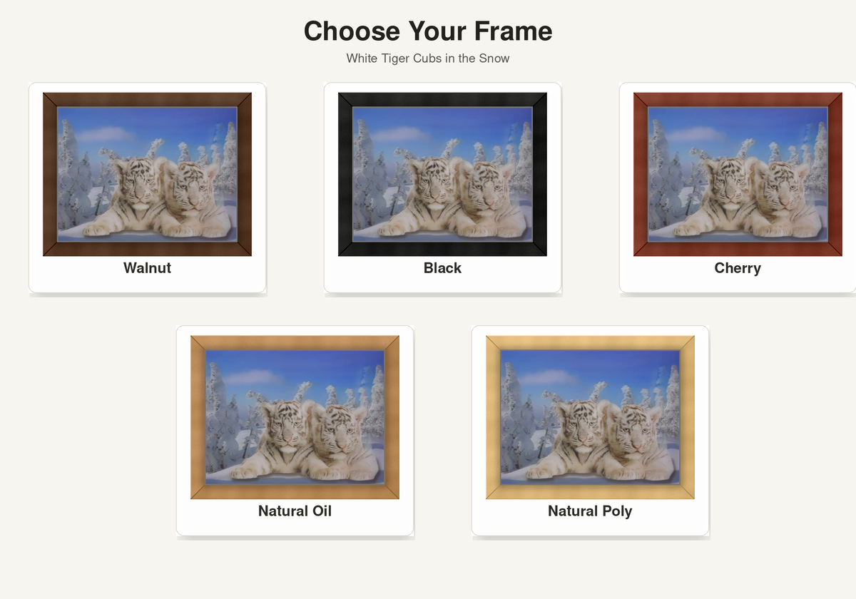 White Tiger Cubs in the Snow – 3D Lenticular Art