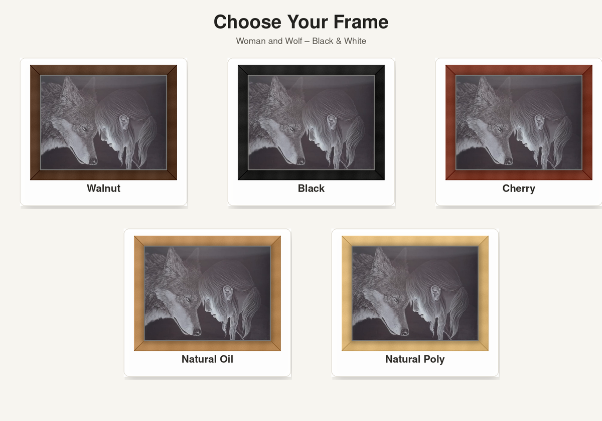 Woman and Wolf – Black & White 3D Lenticular Art