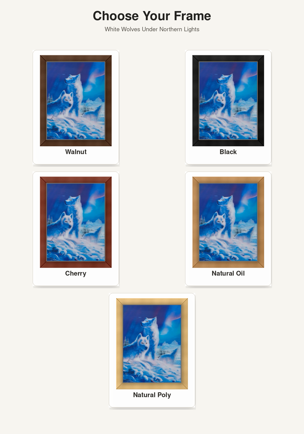 White Wolves Under Northern Lights – 3D Lenticular Art