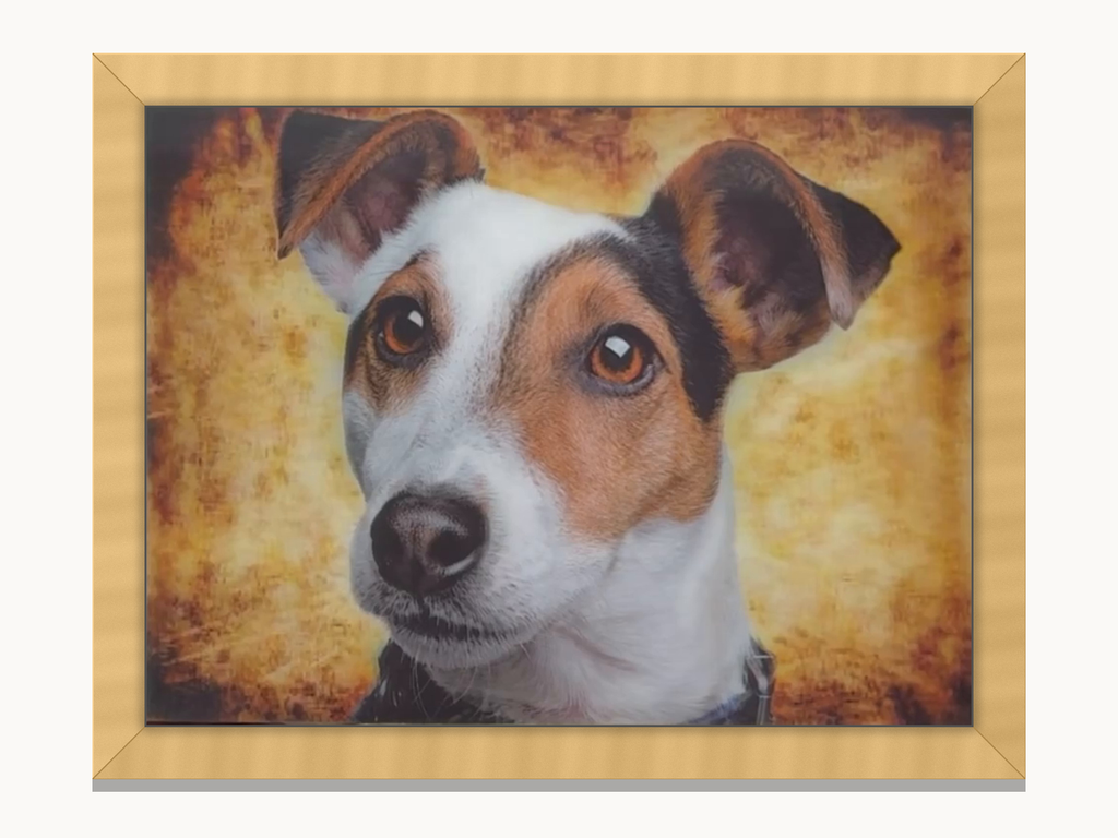 Brown-and-White Terrier Portrait – 3D Lenticular Art