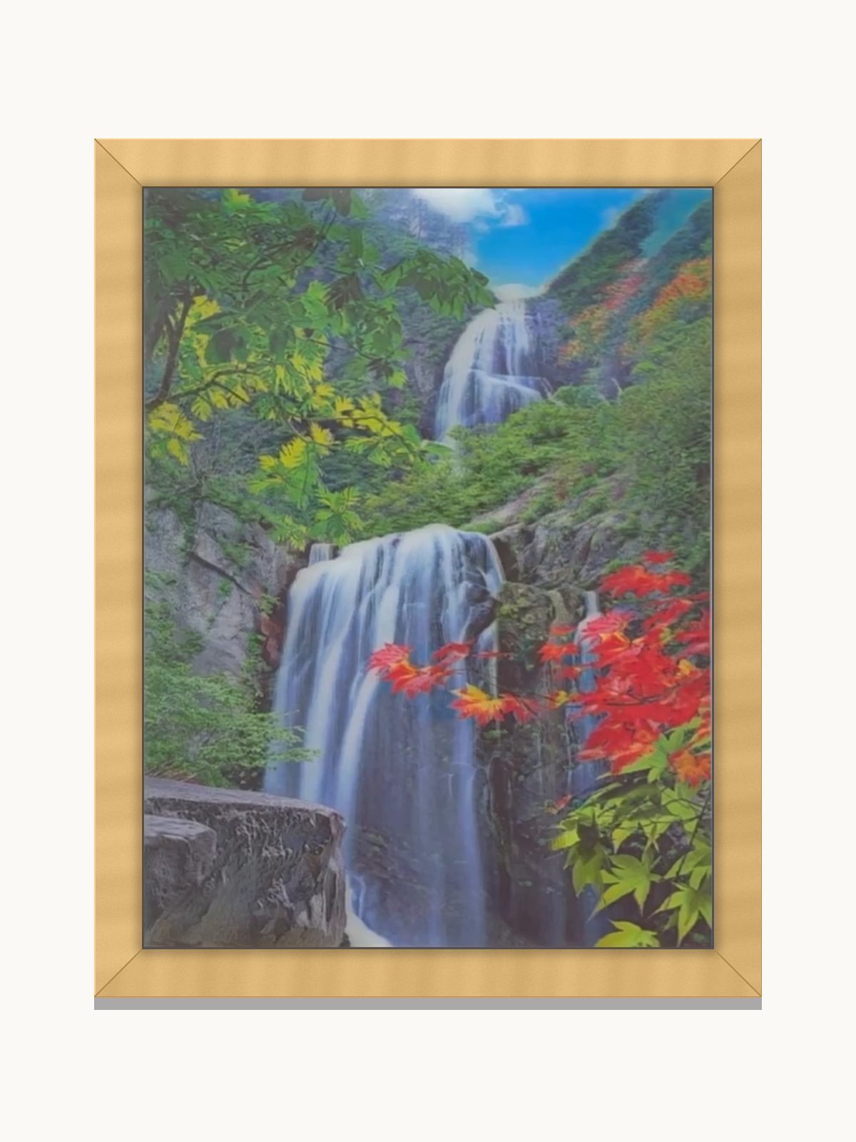 Two-Tier Forest Waterfall – 3D Lenticular Art