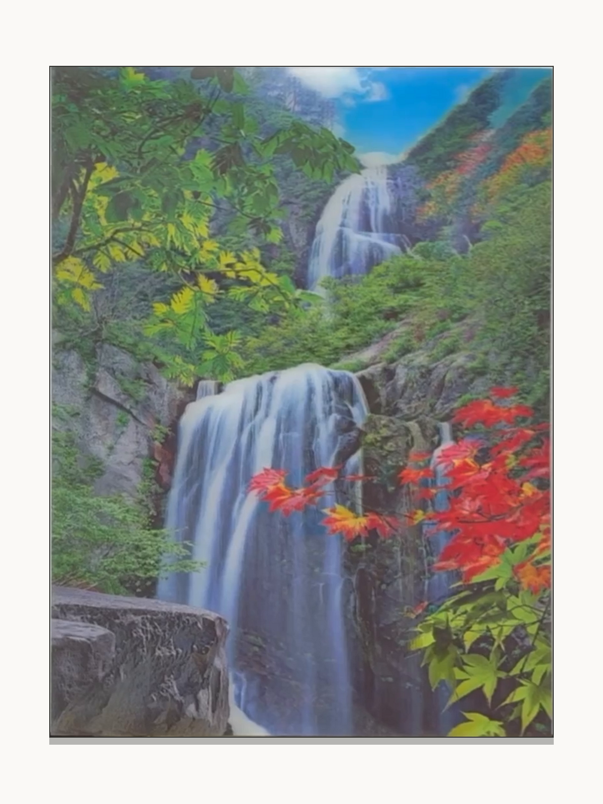 Two-Tier Forest Waterfall – 3D Lenticular Art