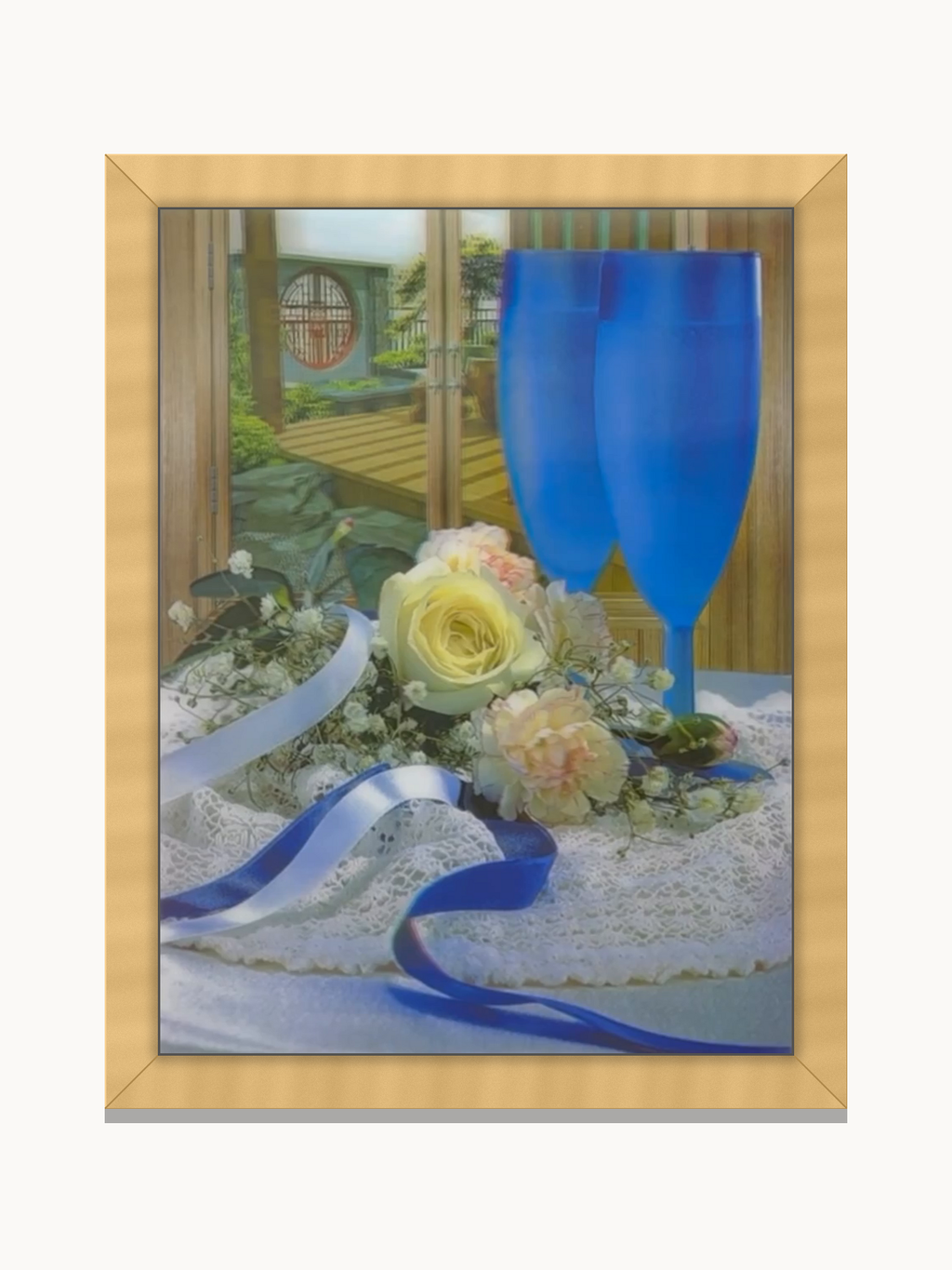 Blue Champagne Celebration – 3D Lenticular Art