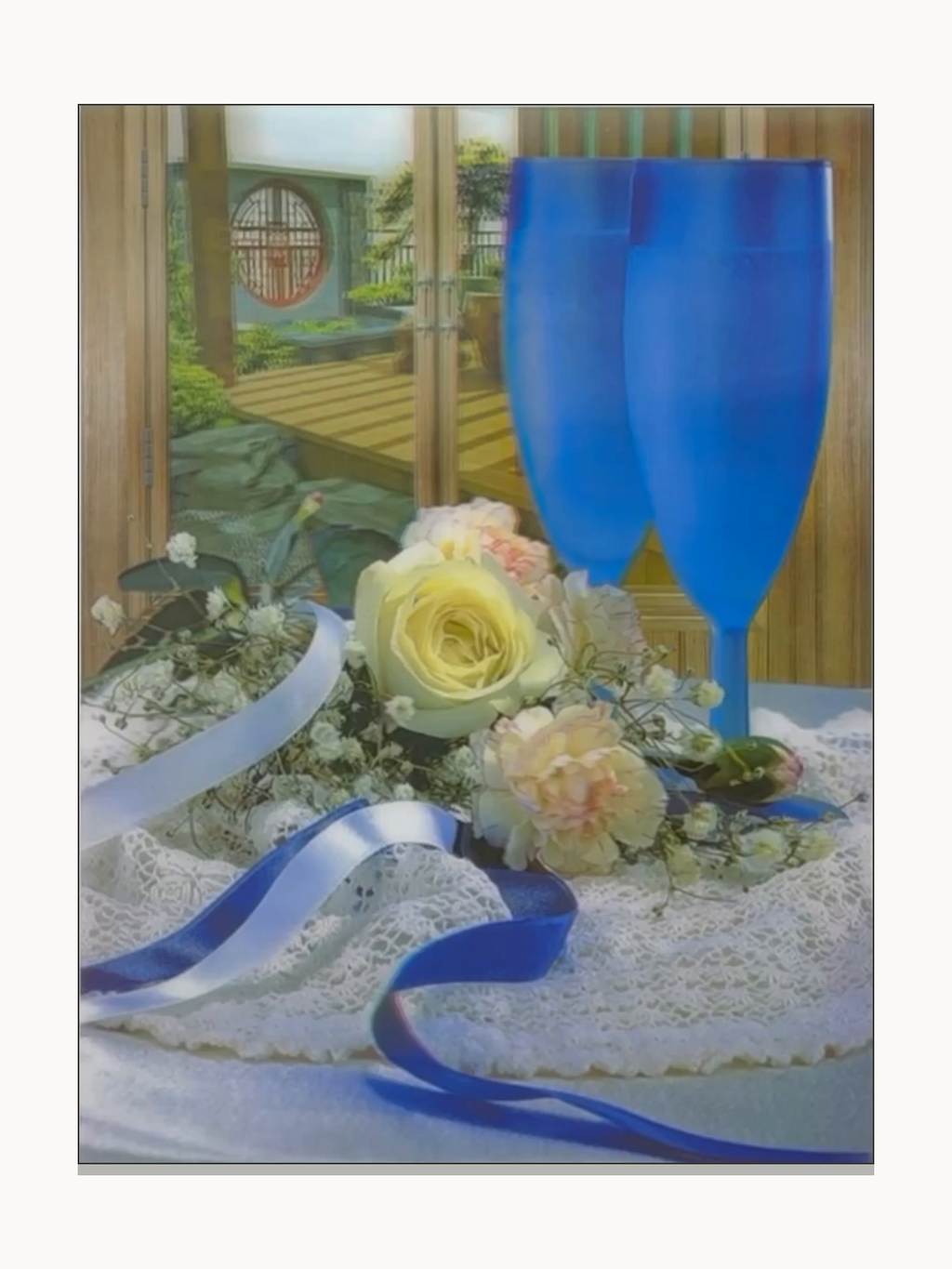 Blue Champagne Celebration – 3D Lenticular Art