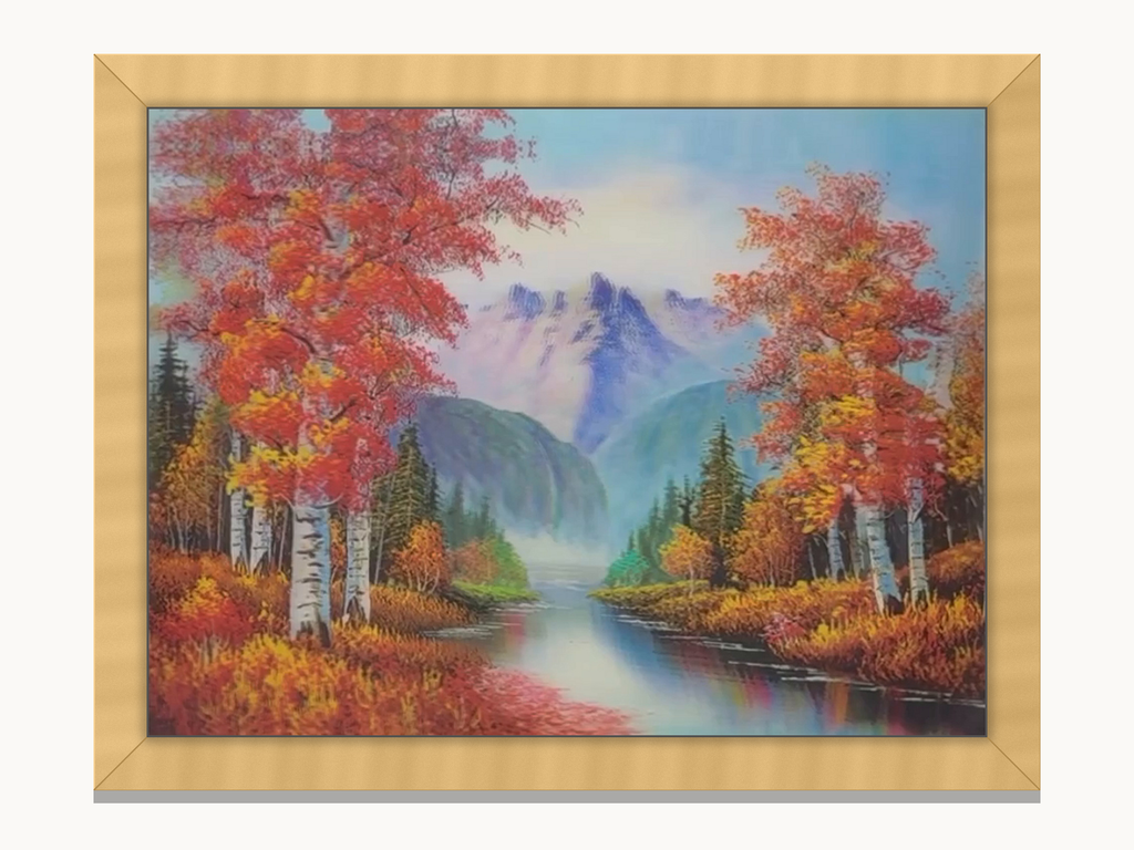 Autumn Mountain Lake – 3D Lenticular Art