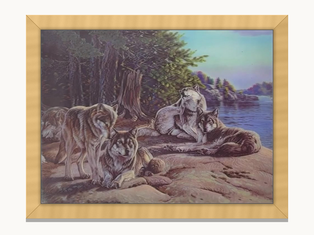 Wolf Pack at the Lakeshore – 3D Lenticular Art