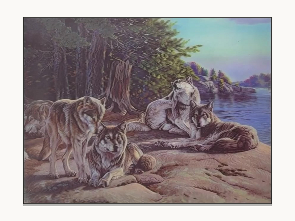 Wolf Pack at the Lakeshore – 3D Lenticular Art