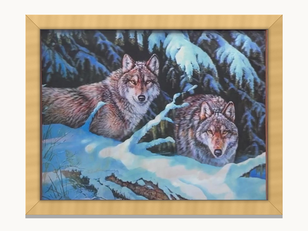Wolf Pair by the Lake – 3D Lenticular Art