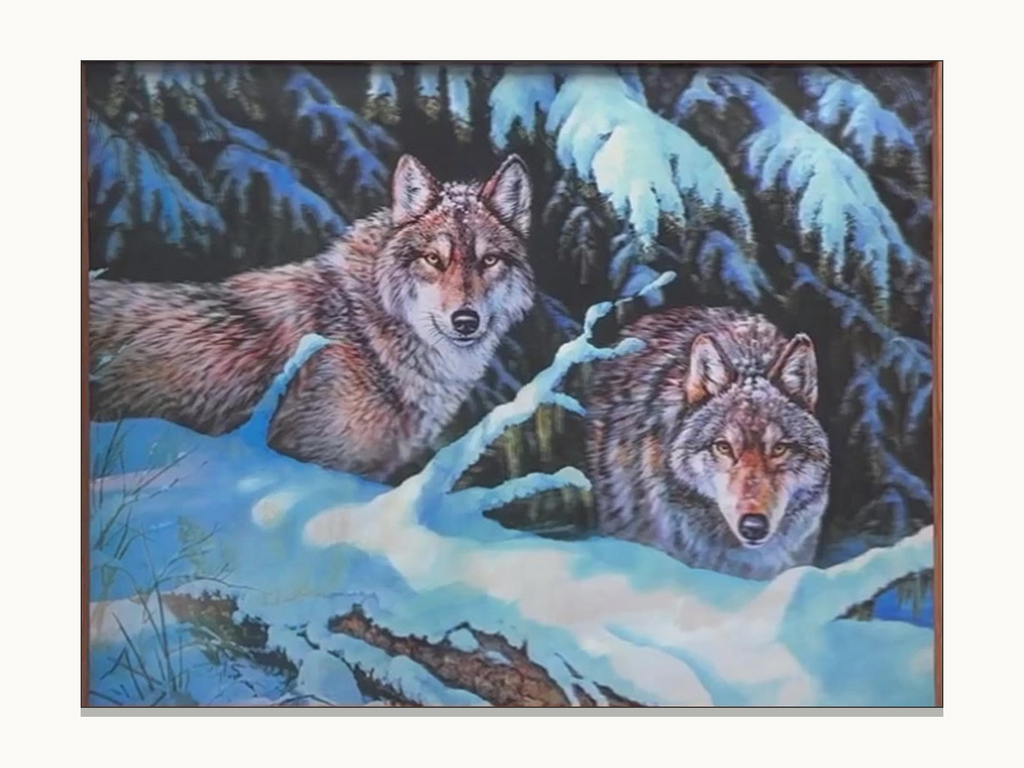 Wolf Pair by the Lake – 3D Lenticular Art