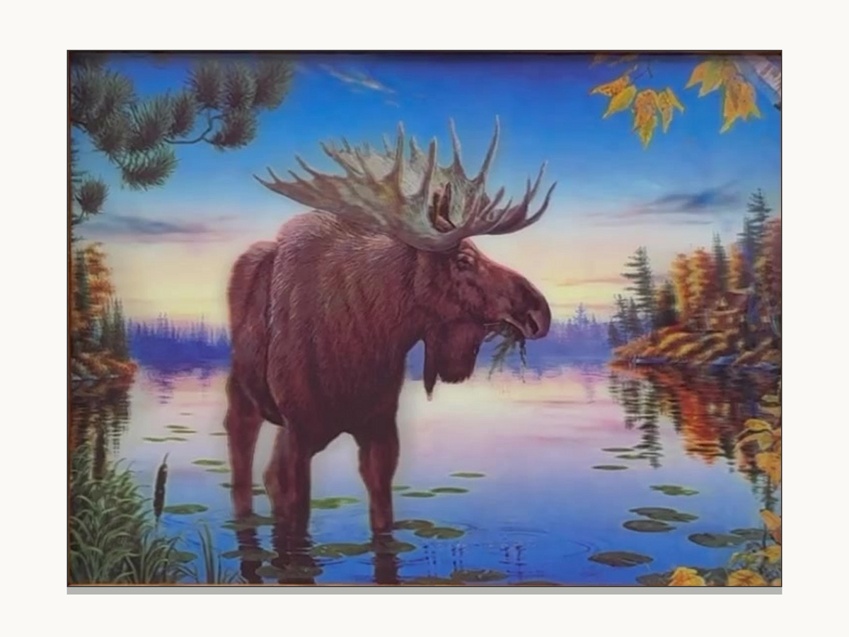 Moose by the Mountain Lake – 3D Lenticular Art