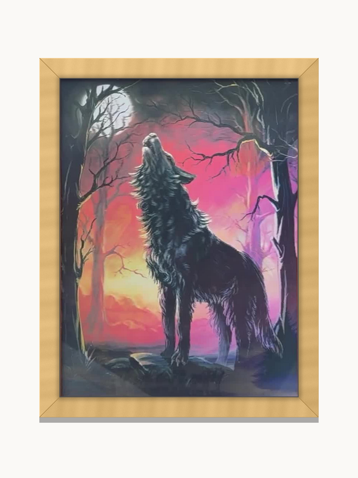 Wolf Howling at the Moon – 3D Lenticular Art