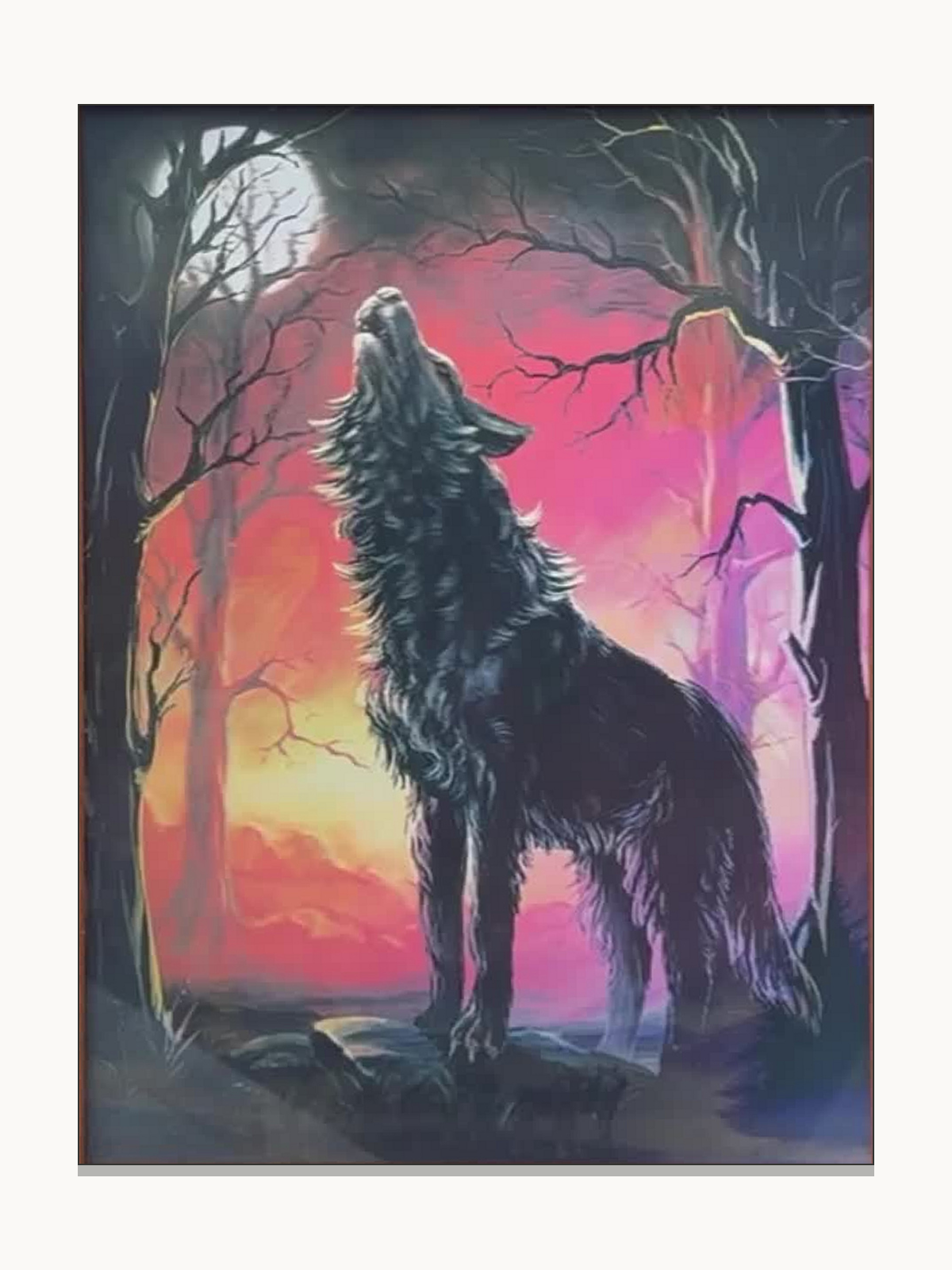 Wolf Howling at the Moon – 3D Lenticular Art