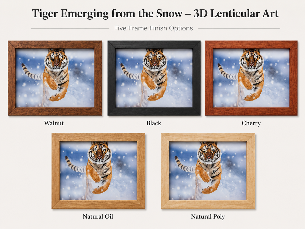 Tiger Emerging from the Snow – 3D Lenticular Art