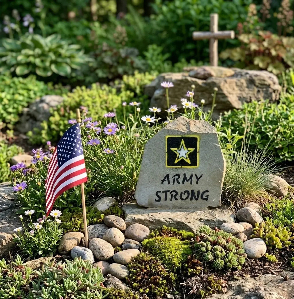 Army Strong stone handcrafted engraved stone