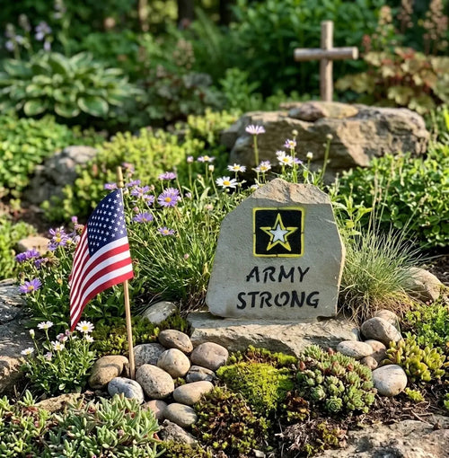 Army Strong stone handcrafted engraved stone