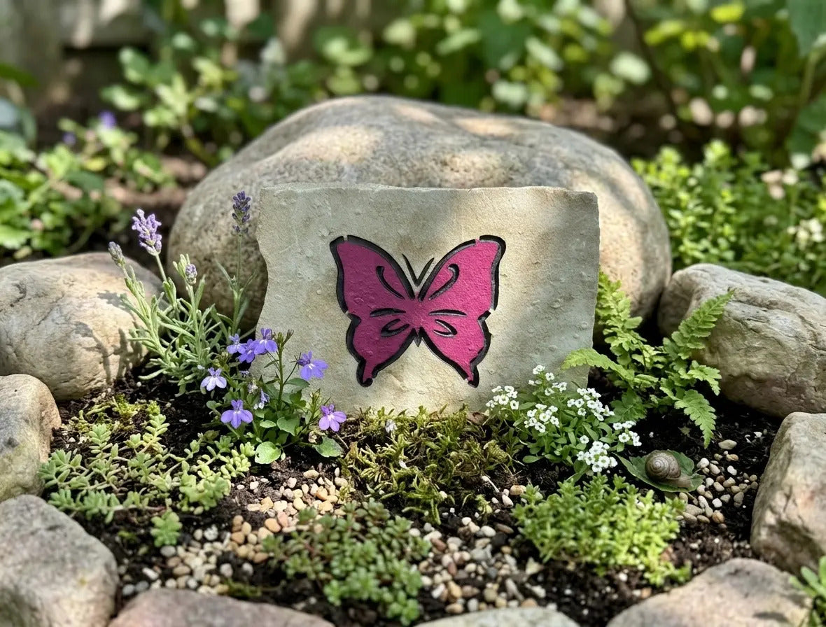 Butterfly decorative stone handcrafted engraved stone