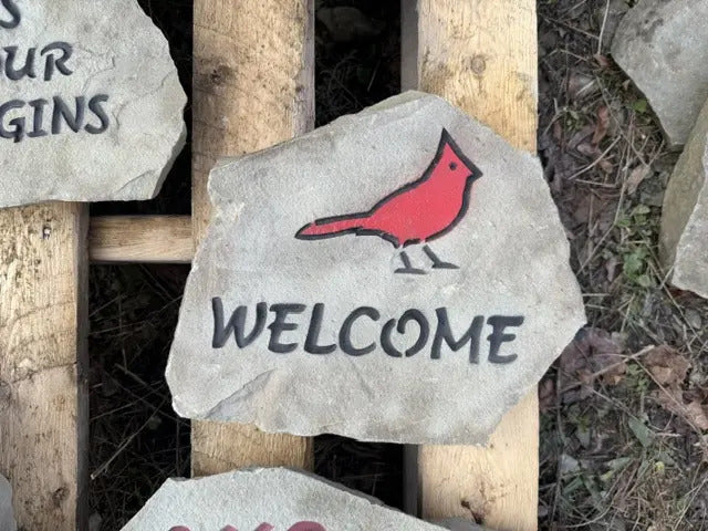 Cardinal welcome stone alternate view