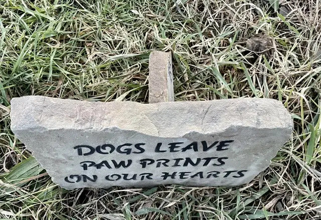 Dogs Leave Paw Prints remembrance stone alternate view