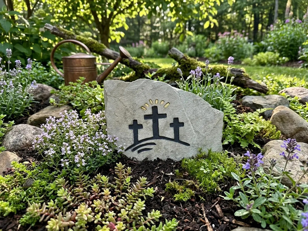 Three-cross faith stone alternate view