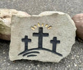 Three-cross faith stone handcrafted engraved stone
