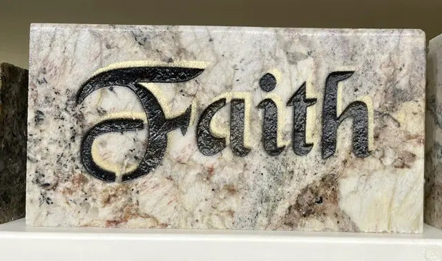 Faith polished granite handcrafted engraved stone