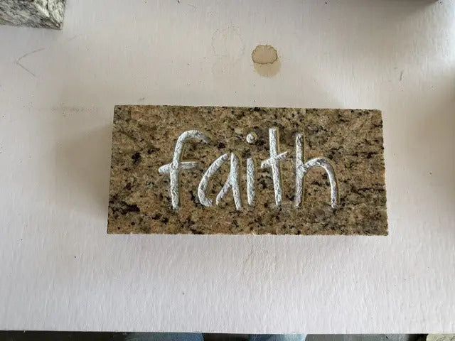 Faith script granite plaque handcrafted engraved stone