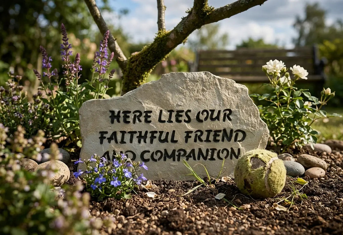 Faithful friend pet memorial handcrafted engraved stone