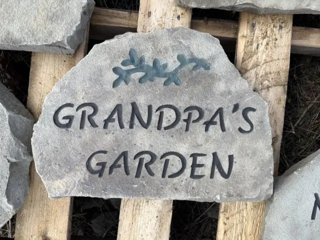 Grandpa's Garden accent stone handcrafted engraved stone