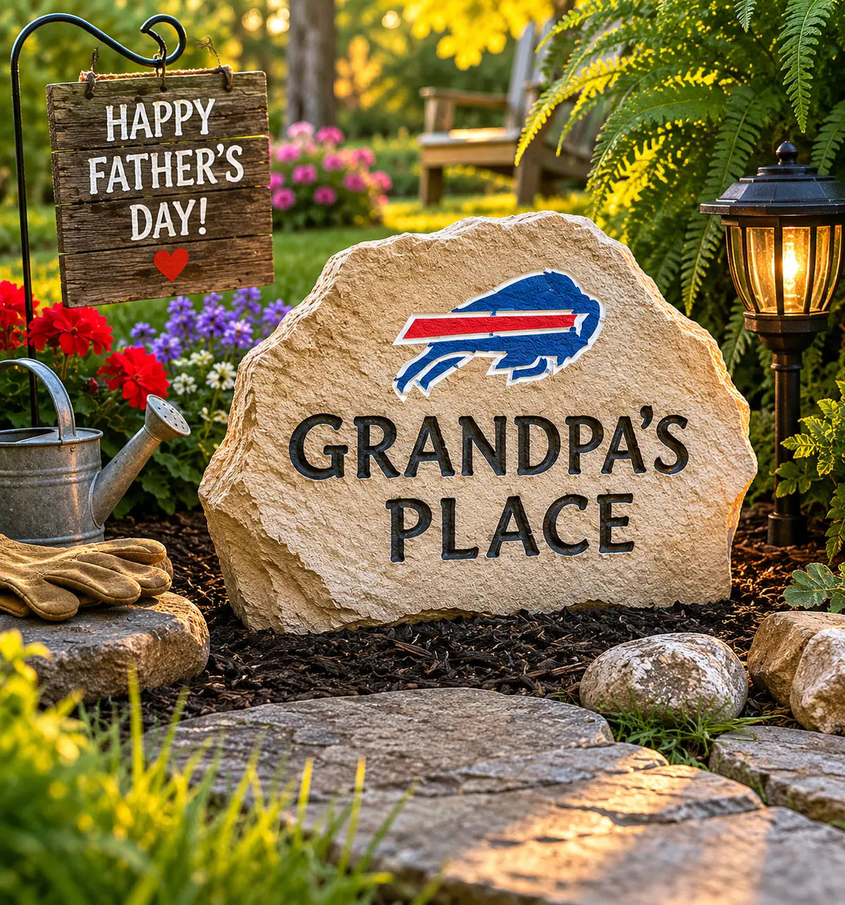 Grandpa's Place garden stone handcrafted engraved stone