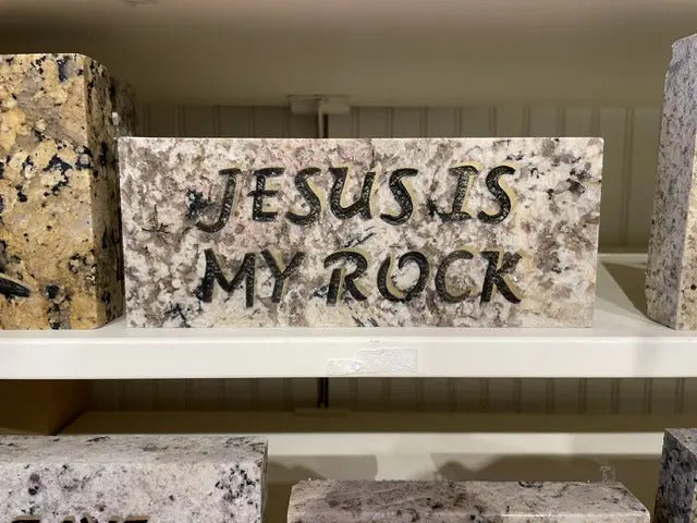 Jesus Is My Rock granite stone handcrafted engraved stone
