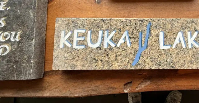 Keuka Lake granite plaque handcrafted engraved stone