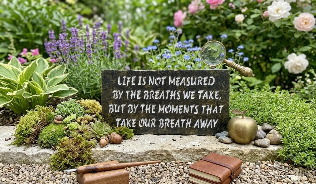 Life's Moments granite memorial plaque handcrafted engraved stone