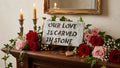 Our Love Is Carved in Stone plaque handcrafted engraved stone