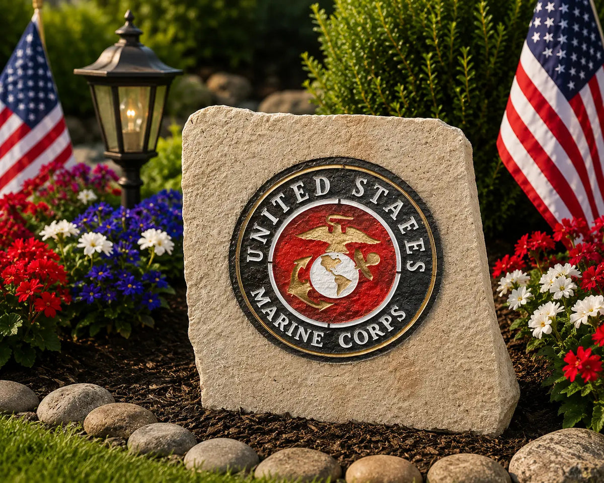 Marine Corps tribute stone handcrafted engraved stone
