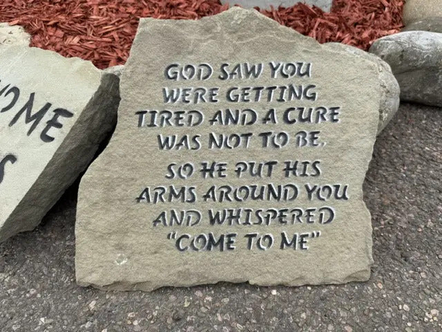 Comforting memorial verse stone handcrafted engraved stone
