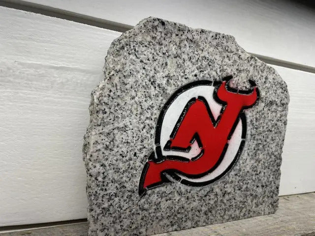 New Jersey Devils granite stone handcrafted engraved stone