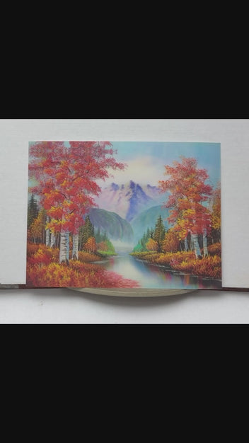 Autumn Mountain Lake 3D lenticular artwork preview