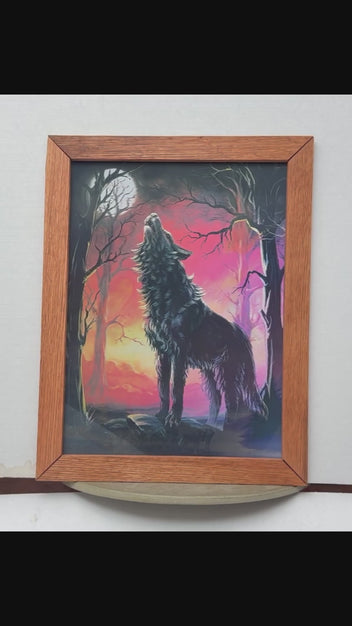 Wolf Howling at the Moon 3D lenticular artwork preview