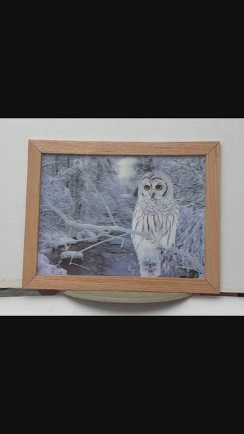 Snowy Owl in the Winter Woods 3D lenticular artwork preview