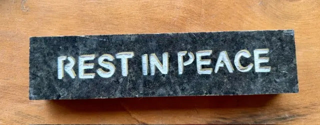 Rest in Peace granite plaque handcrafted engraved stone