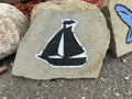 Sailboat garden accent handcrafted engraved stone