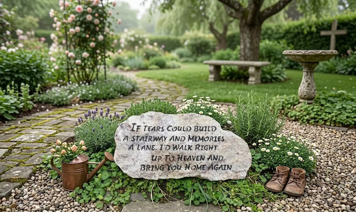 Tears Could Build a Stairway memorial handcrafted engraved stone