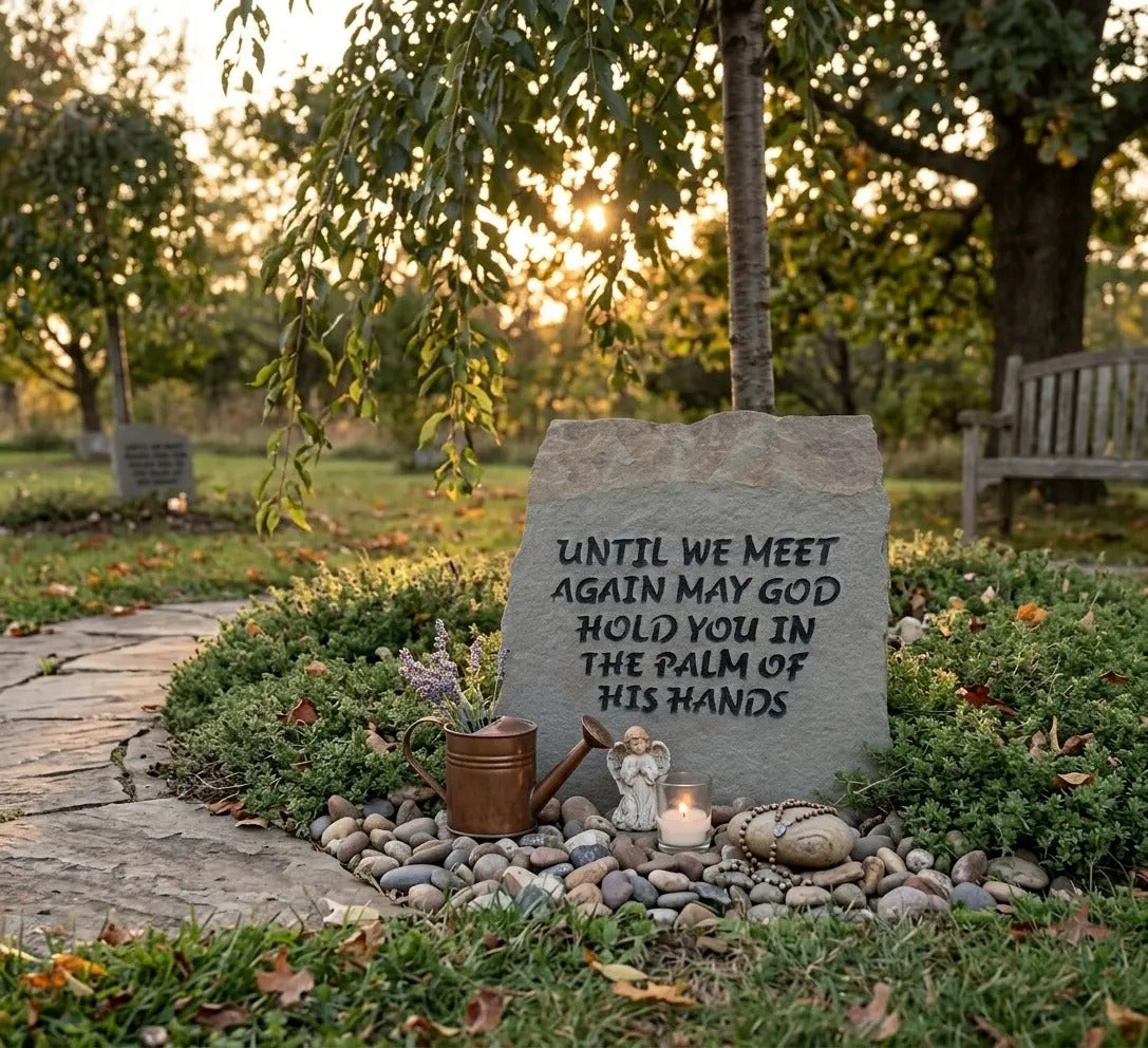 Until We Meet Again remembrance stone handcrafted engraved stone
