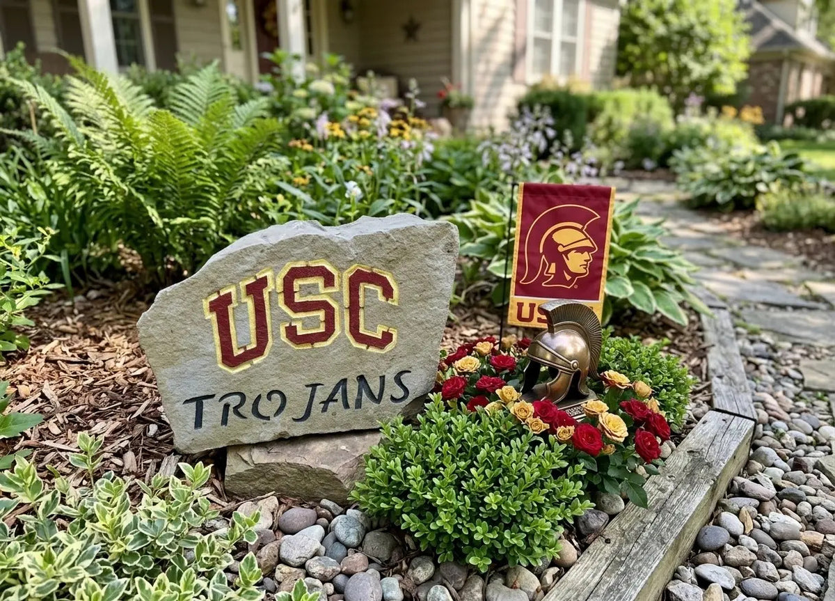 USC Trojans fan stone handcrafted engraved stone