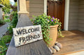 Welcome Friends granite plaque handcrafted engraved stone
